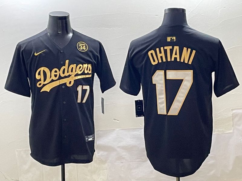 Men Los Angeles Dodgers #17 Ohtani Black Gold Nike 2025 MLB Jersey style 42410
